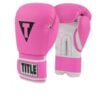 Boxningshandskar i läder till ett bra pris. Rosa yttersida och vit innersida. Kardborrelåsning och bra stoppning